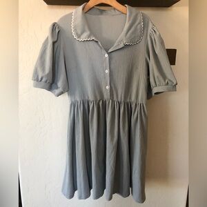 Shein|Preppy feminine dress with peterpan lace collar and puff sleeve•••Size 0XL